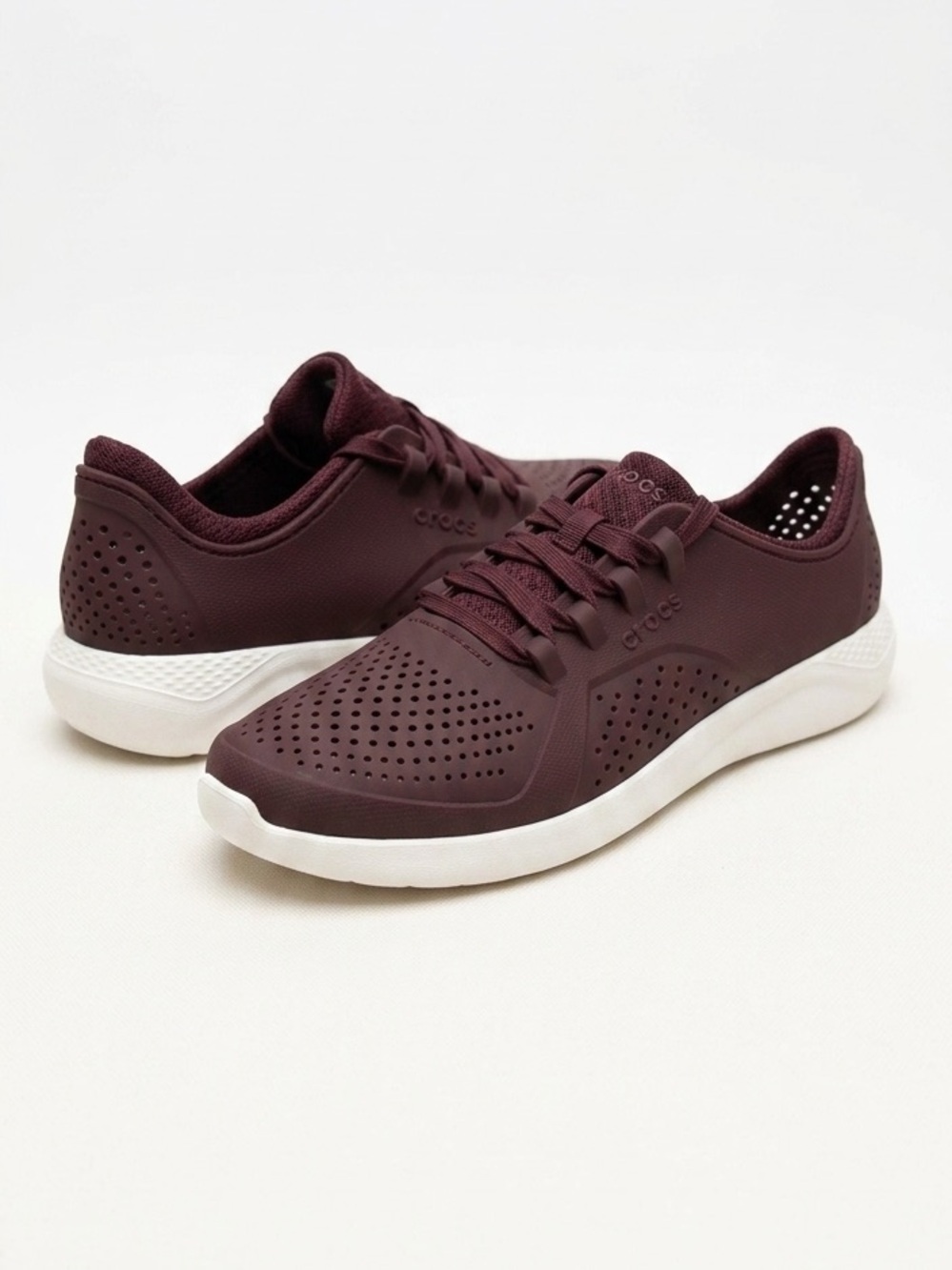 CROCS Men’s LiteRide Perforated Sneaker - Dark Brown with White Sole